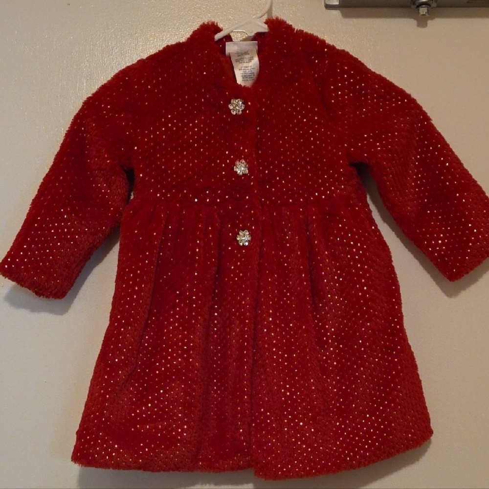 Blueberi Boulevard Red And Gold Sparkle Kids Coat